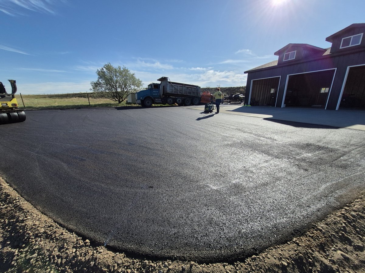Freshly laid asphalt at a Williston, ND job site